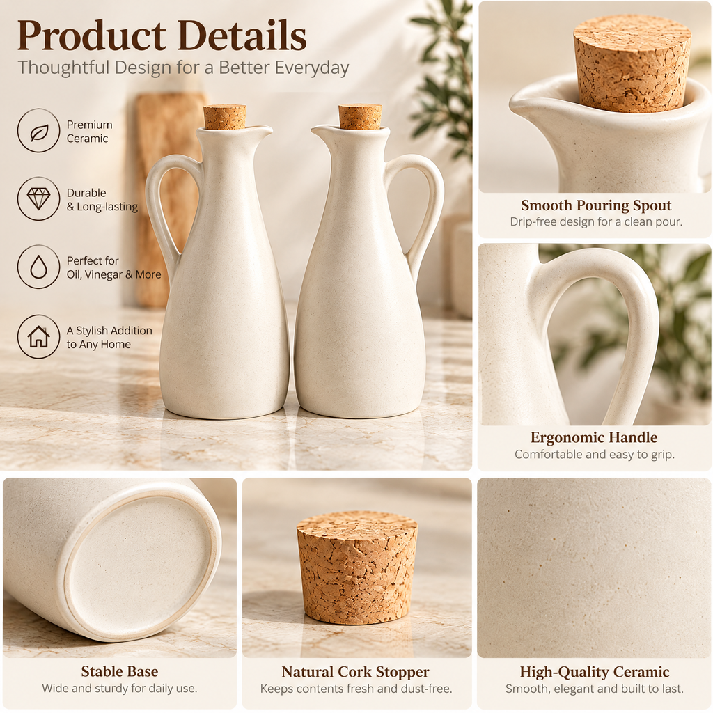 Vseruae™ Ceramic Oil & Vinegar Dispenser Duo — styled setting
