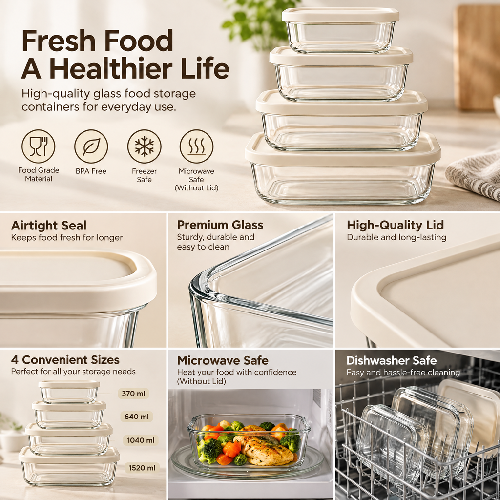 Vseruae™ Glass Food Storage Container Set — additional view
