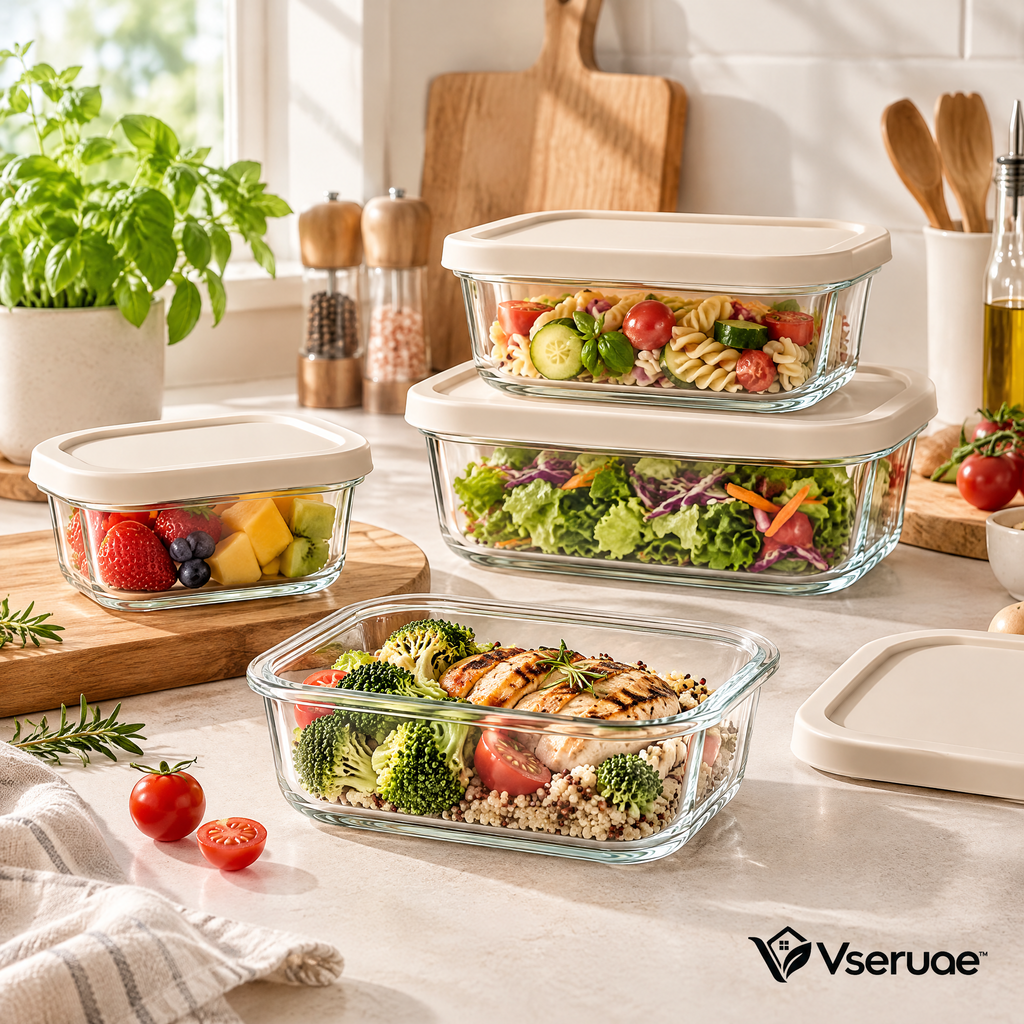 Vseruae™ Glass Food Storage Container Set — styled setting