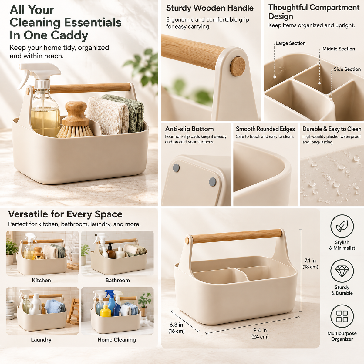 Vseruae™ Everyday Cleaning Essentials Caddy — styled setting