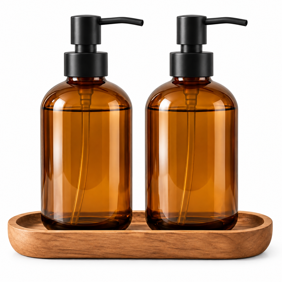 Vseruae™ Amber Glass Soap Dispenser Set — feature details