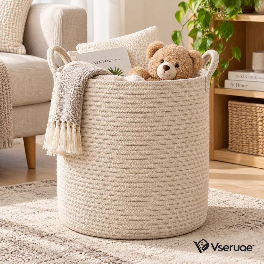 Vseruae™ Cotton Rope Laundry Hamper — additional view