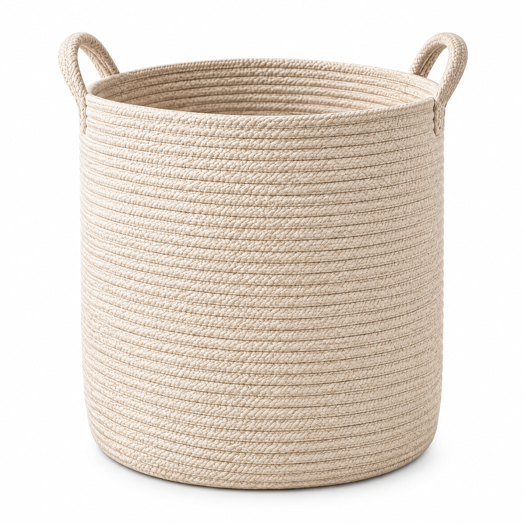 Vseruae™ Cotton Rope Laundry Hamper — styled setting