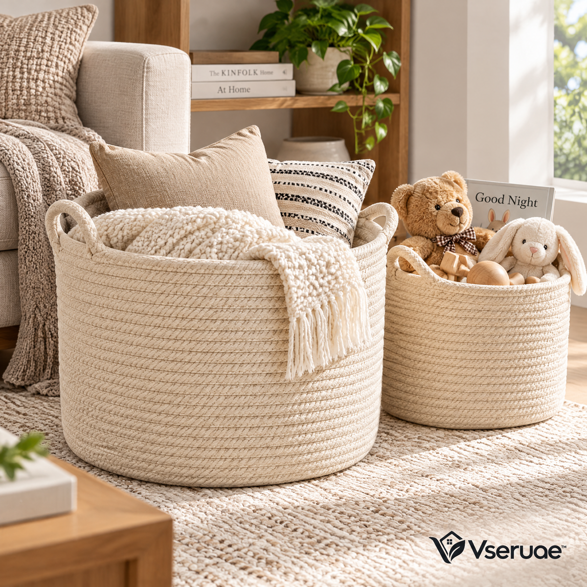 Vseruae™ Woven Storage Basket Set — styled setting