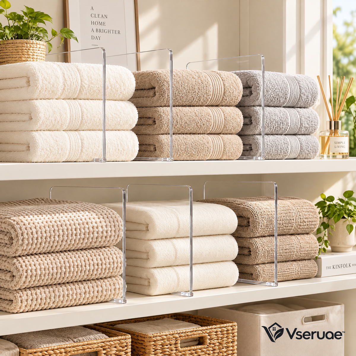Vseruae™ Clear Acrylic Shelf Divider Set — styled setting