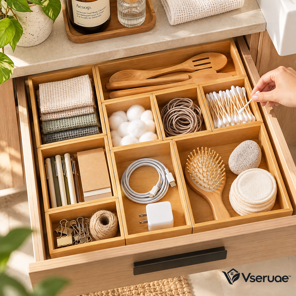 Vseruae™ Modular Bamboo Drawer Organizer Set — feature details